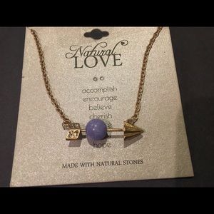 Gold and Blue Stone Arrow Necklace